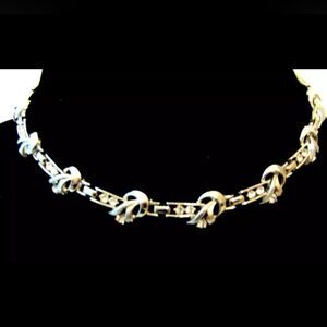 1950's Vintage Trifari Diamante Rhinestone Silver Tone Link Choker Necklace